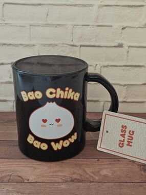 Bao Chika Bao Wow Black Glass Whatev's Mug NWT